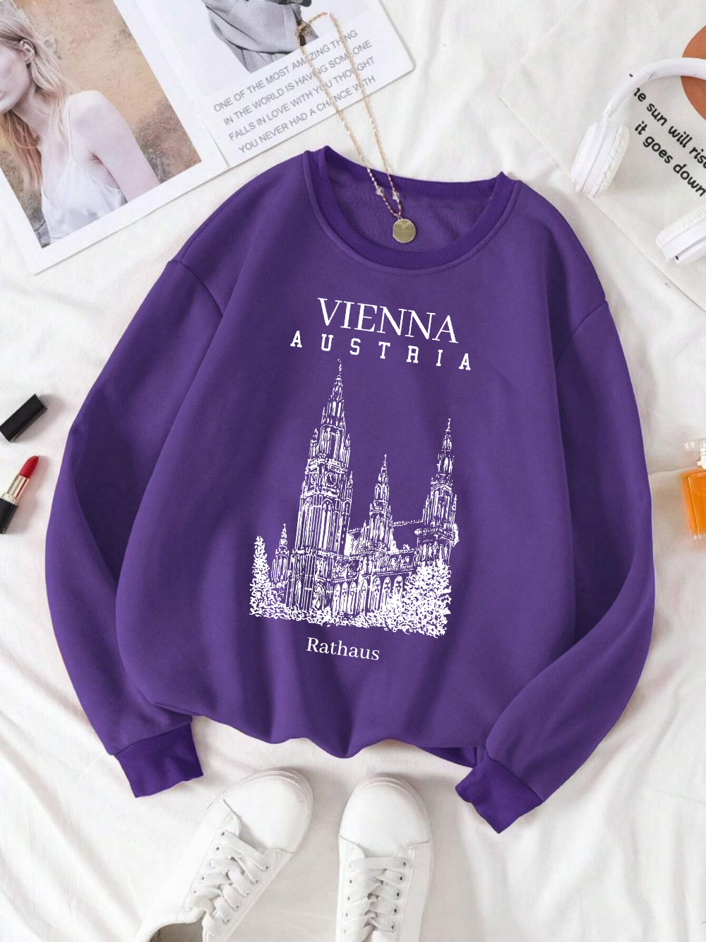 Winter Clothing Vienna - Wenen Oostenrijk Rathaus Print Dames Sweatshirt