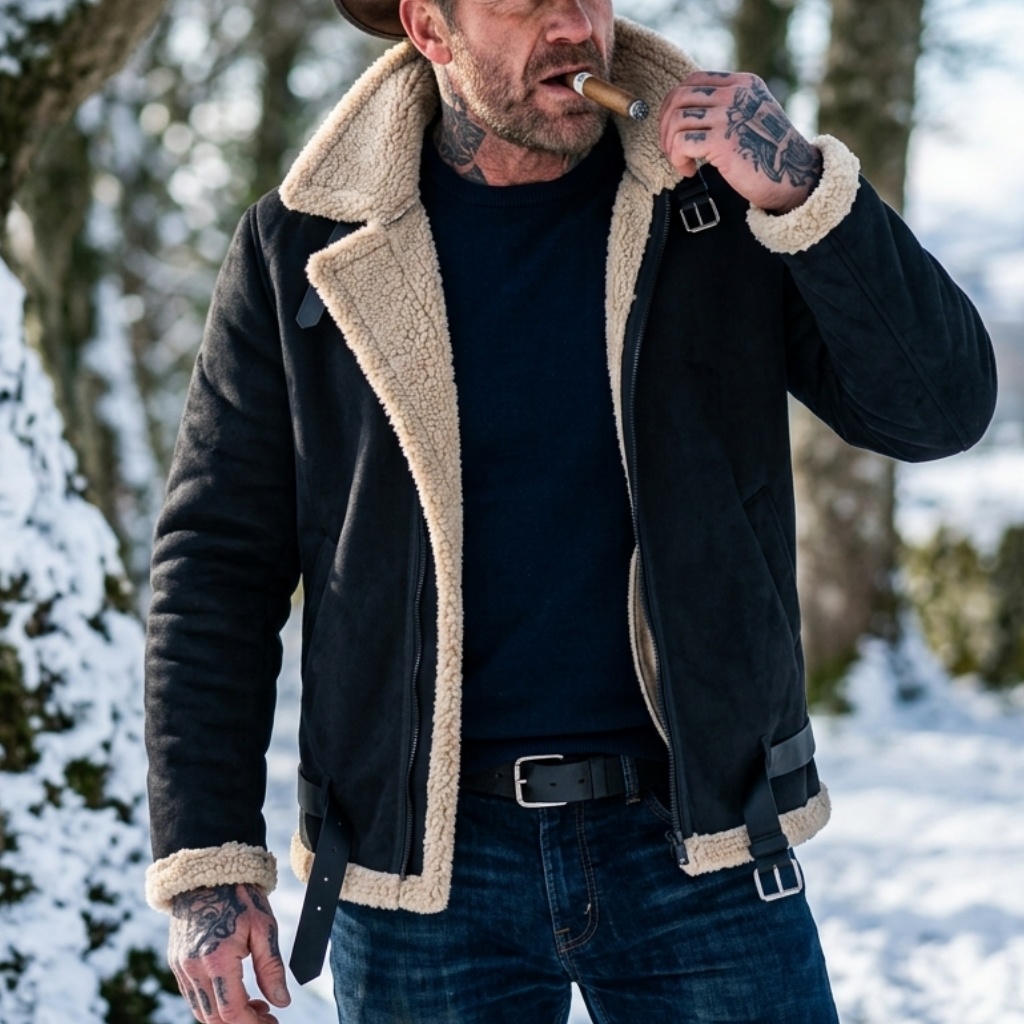 Winter Clothing Hiking - Heren winterjas van imitatiesuède, fleece gevoerd,