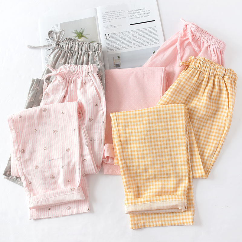 Winter Clothing Layers - Slaapbroek Katoen Dubbellaags Gaas Paar Thuisbroek
